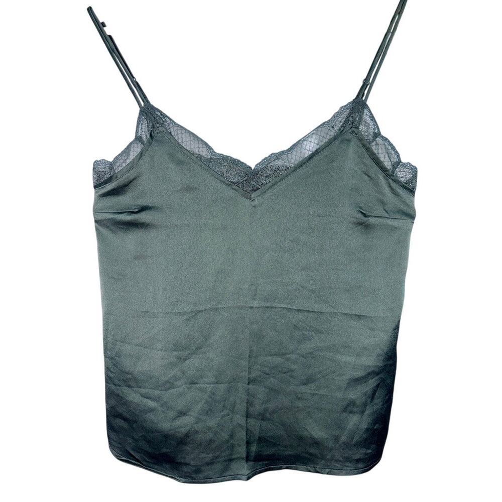 Abercrombie & Fitch Green Satin Lace Sleeveless Cami Camisole Tank Top Size XS